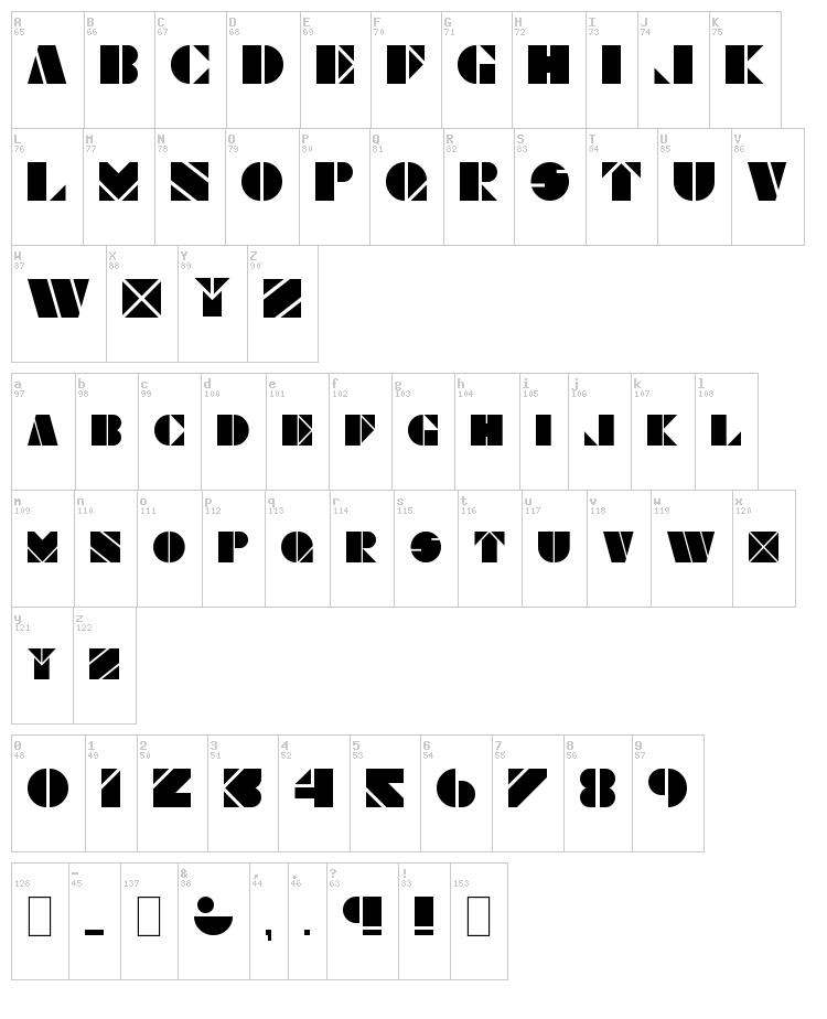 Obese & Square KK font map